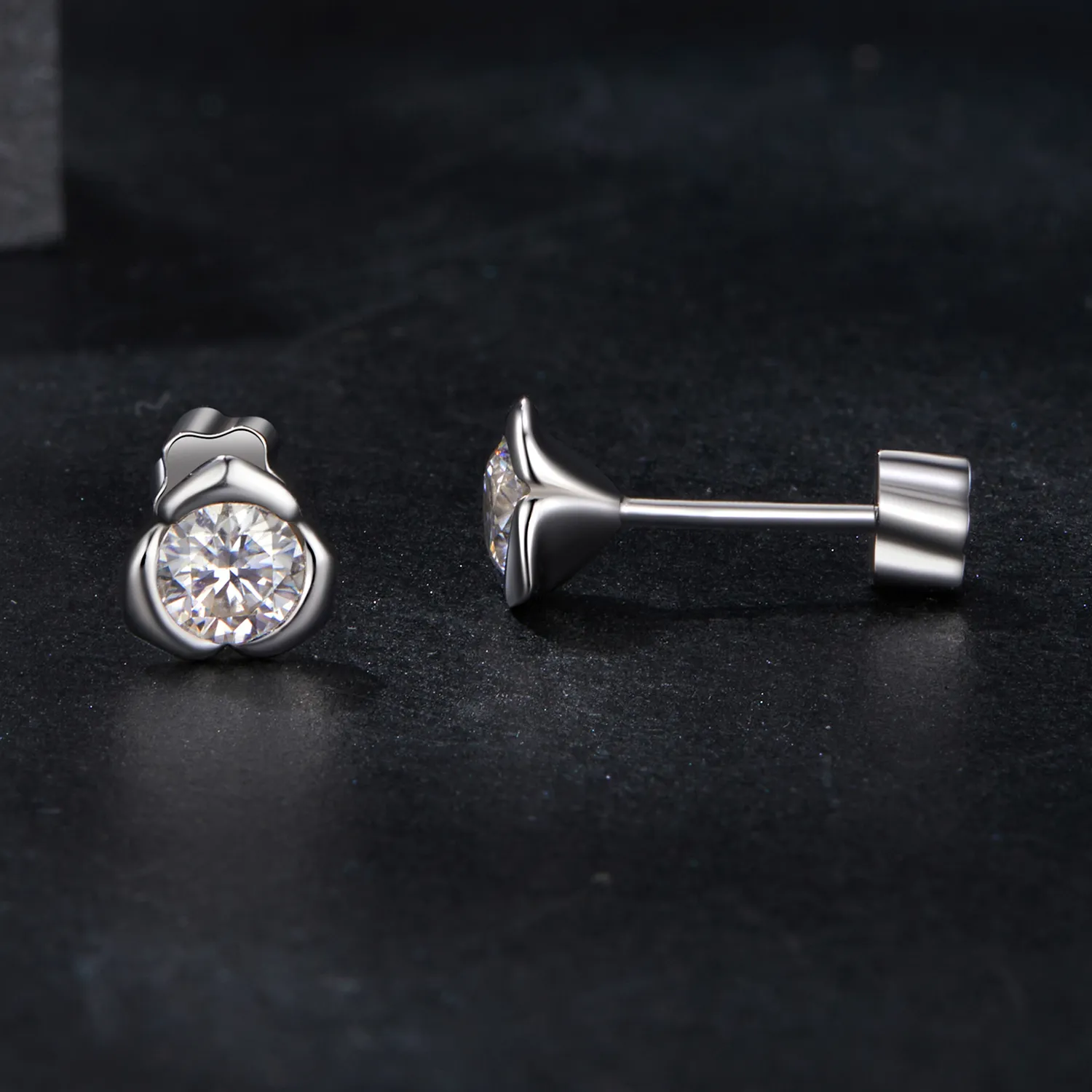 PANDORA Style Moissanite Rose Earrings (with one certificate) - MSE071