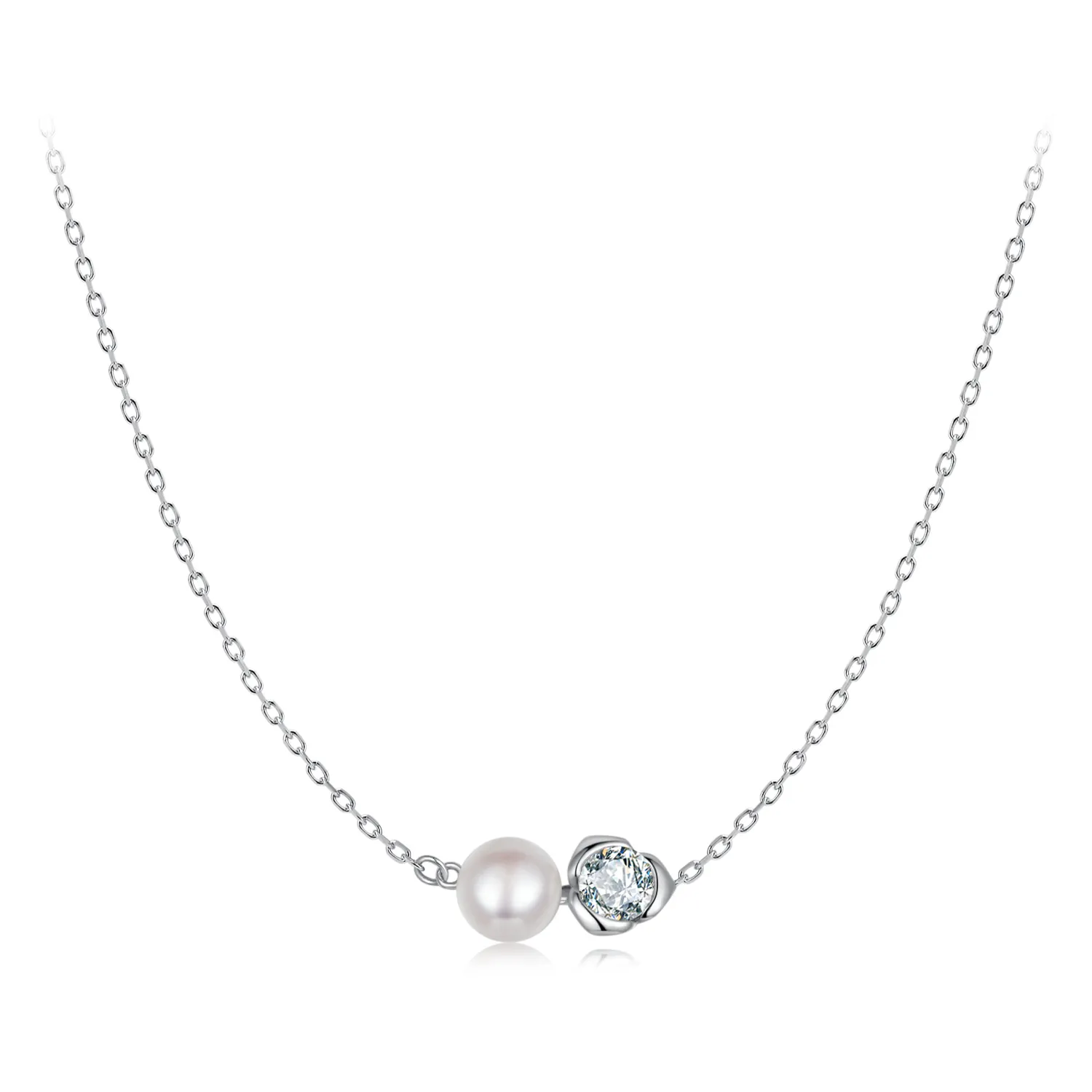 PANDORA Style Moissanite Rose Necklace (with one certificate) - MSN040