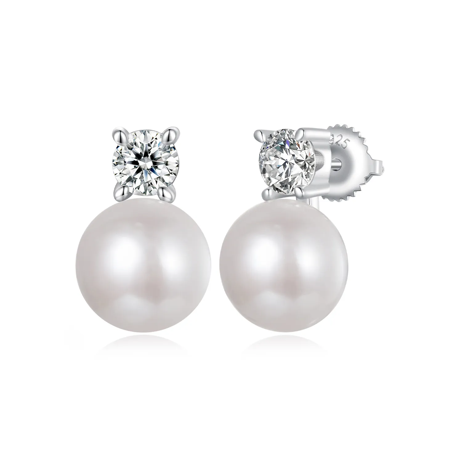 PANDORA Style Natural pearl 0.5ct moissanite earrings - MSE042-L