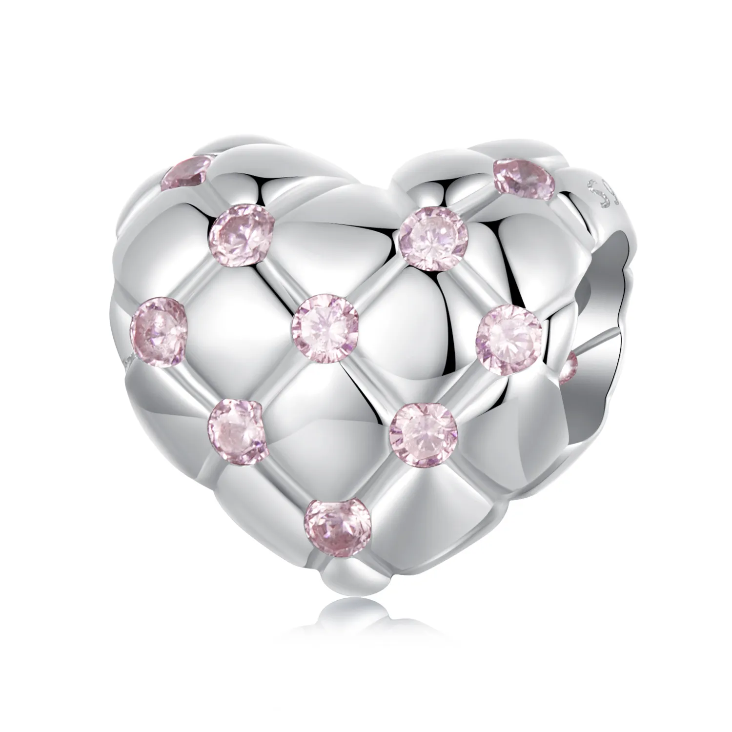 pandora style pink diamond heart beads bsc1054