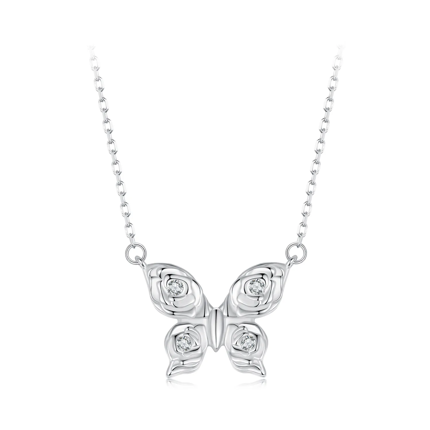 pandora style rose butterfly necklace bsn396