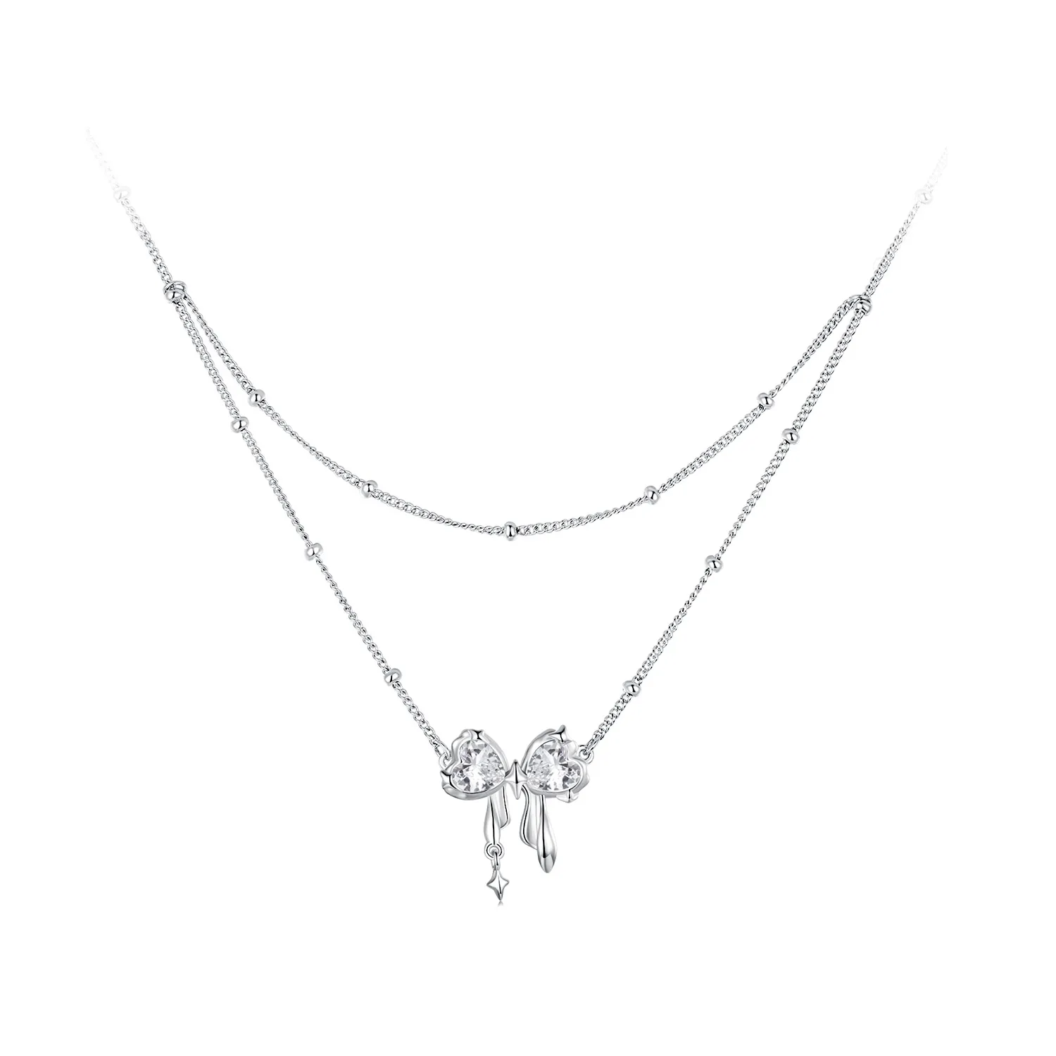 PANDORA Style Shining Bow Necklace Chain - BSN398