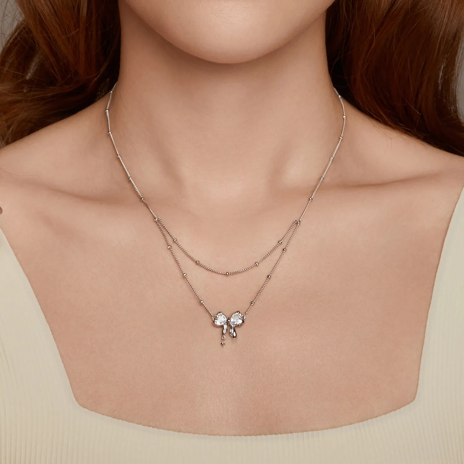 PANDORA Style Shining Bow Necklace Chain - BSN398