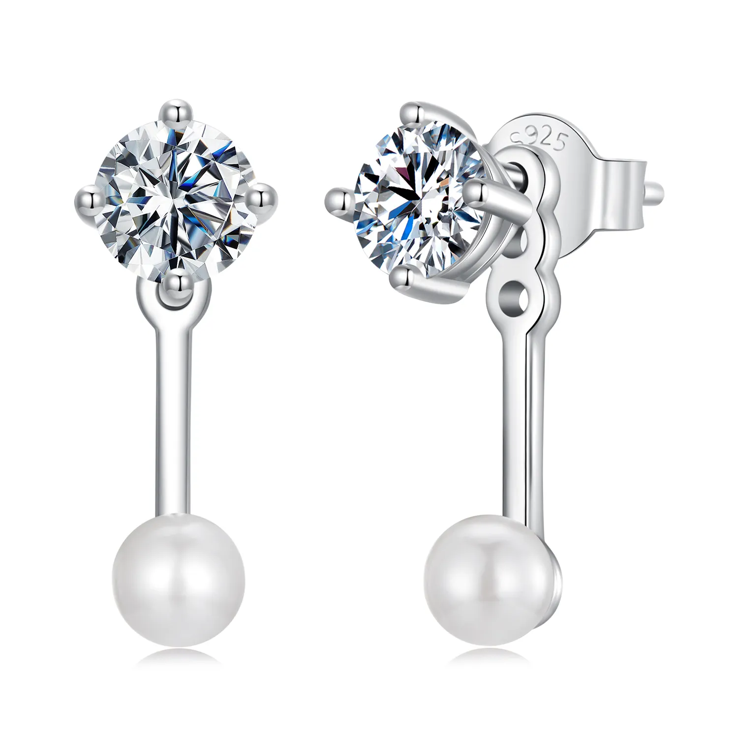 PANDORA Style Simple front and back earrings (two certificates) - MSE068