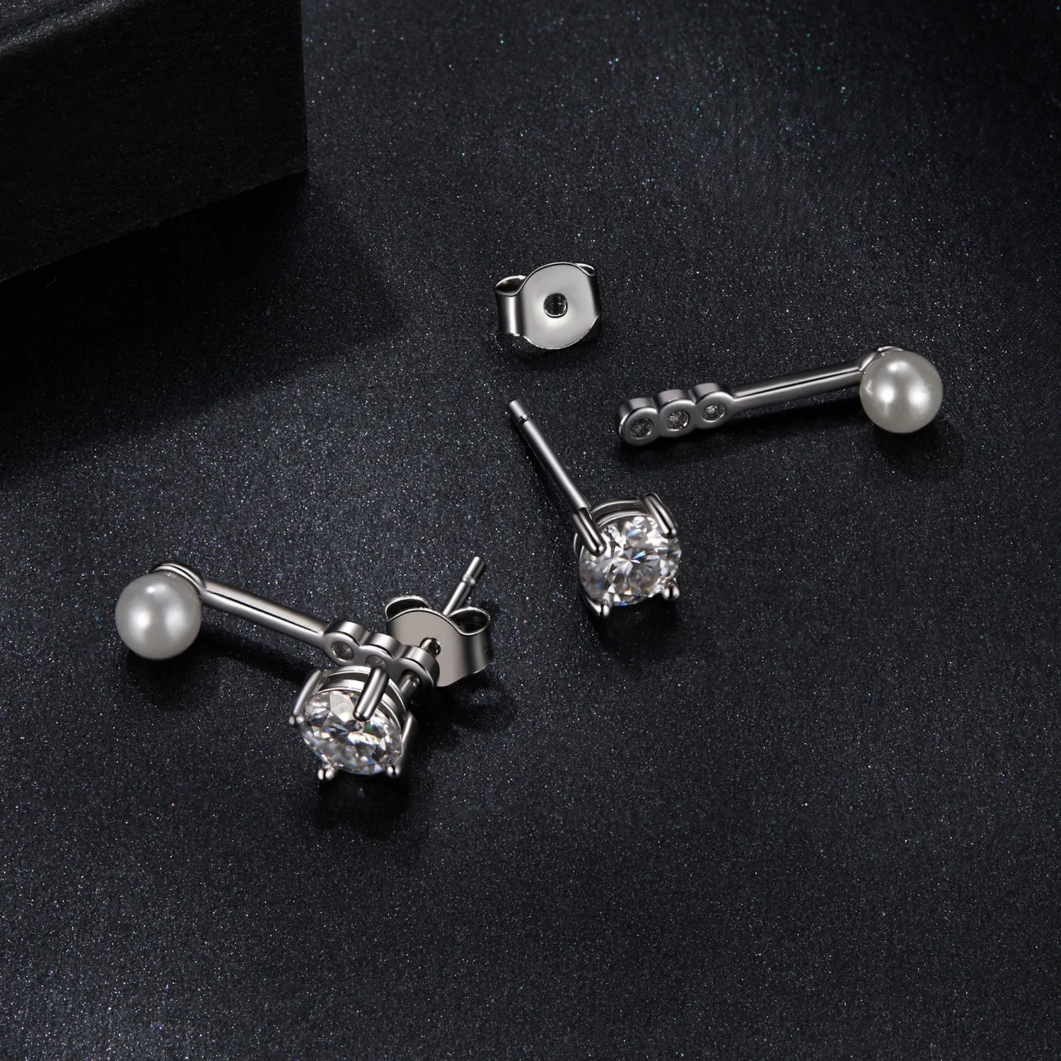 PANDORA Style Simple front and back earrings (two certificates) - MSE068