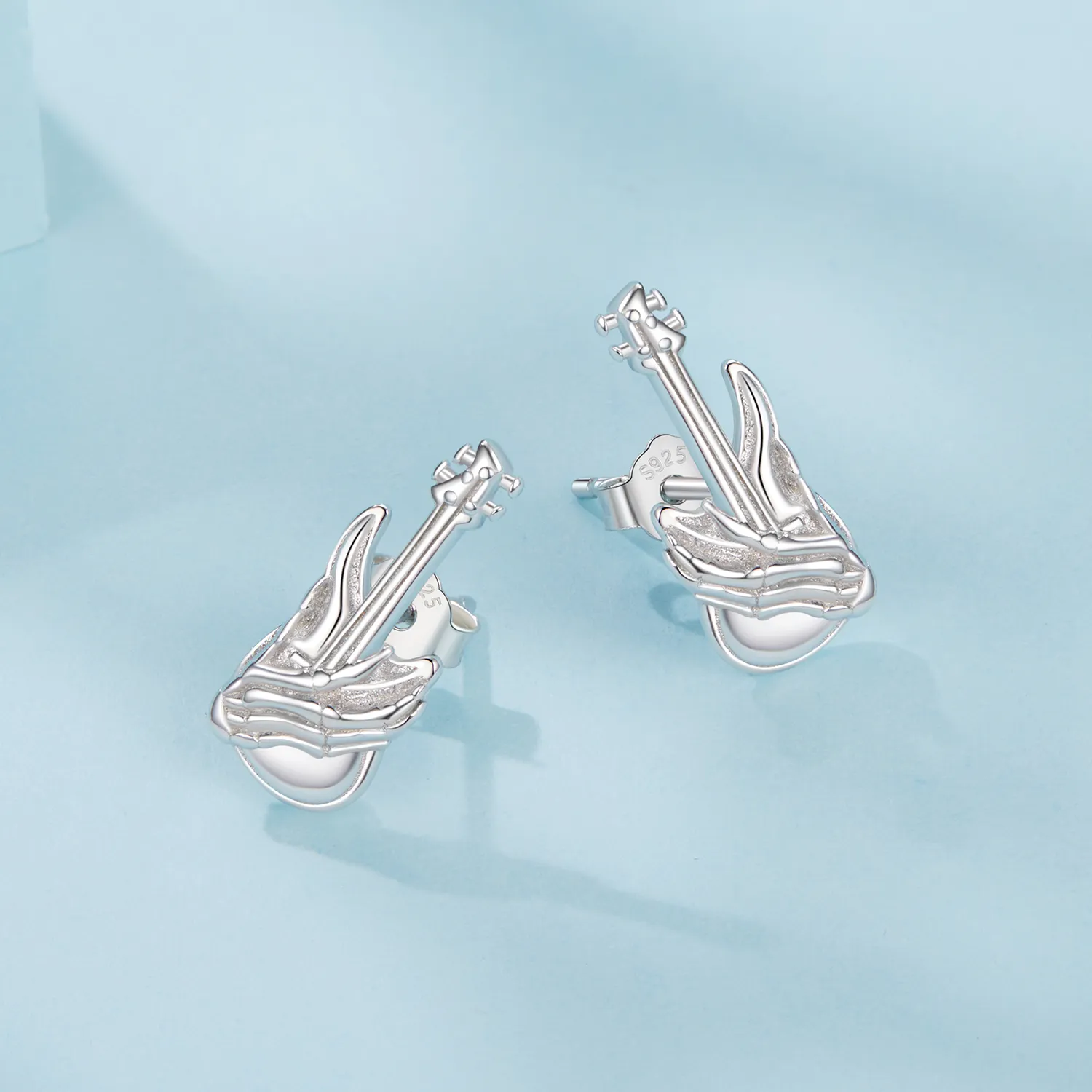 PANDORA Style Skeleton Hand Bass Earrings - SCE1806