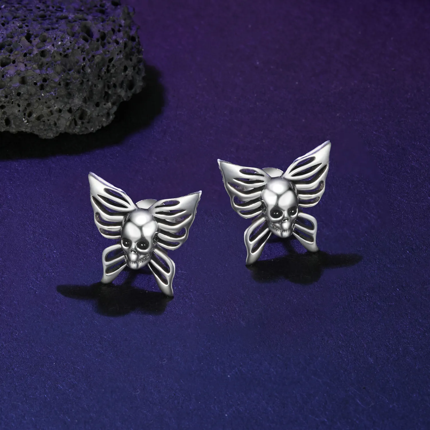 PANDORA Style Skull Butterfly Earrings - SCE1798