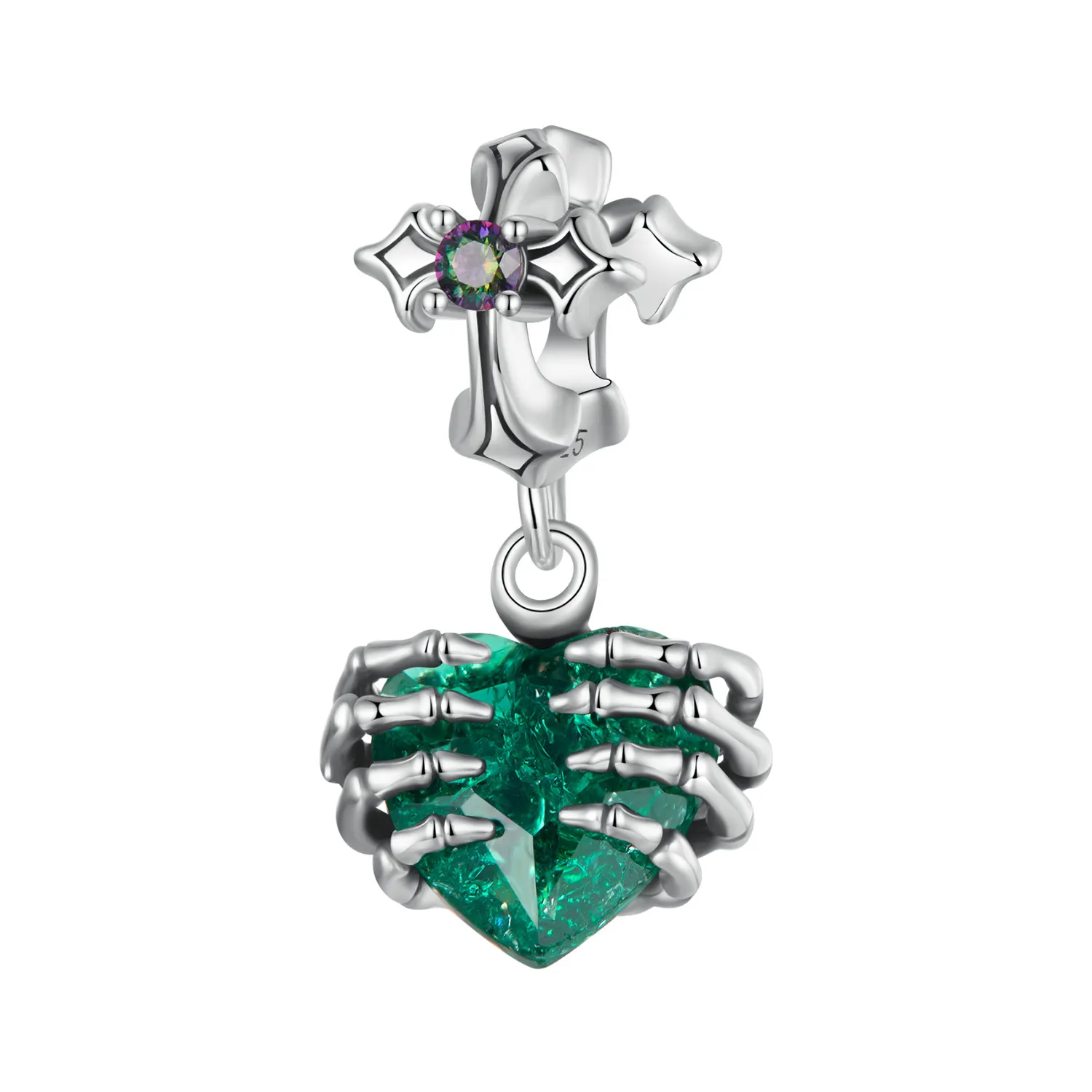 PANDORA Style Skull Heart Pendant - BSC1061