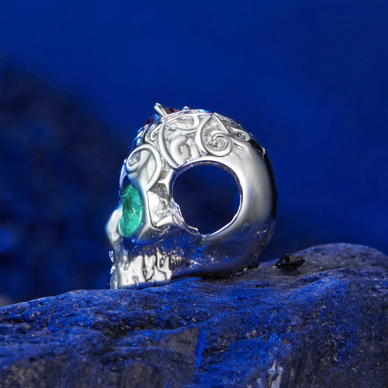 PANDORA Style Skull with floral pattern - SCC2893