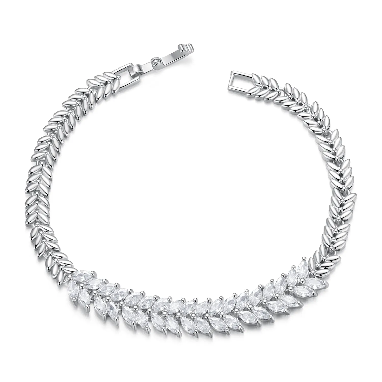 pandora style sparkling leaf bracelet yib067 a