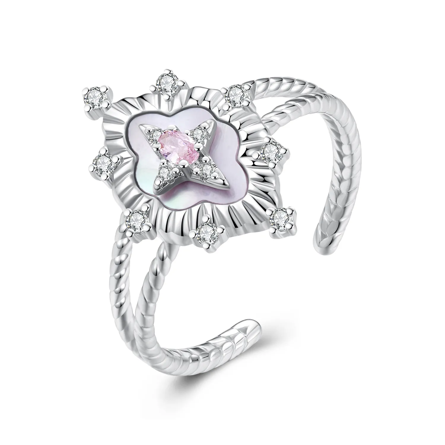 PANDORA Style Starlight Pink Shell Open Ring - YIR244-E