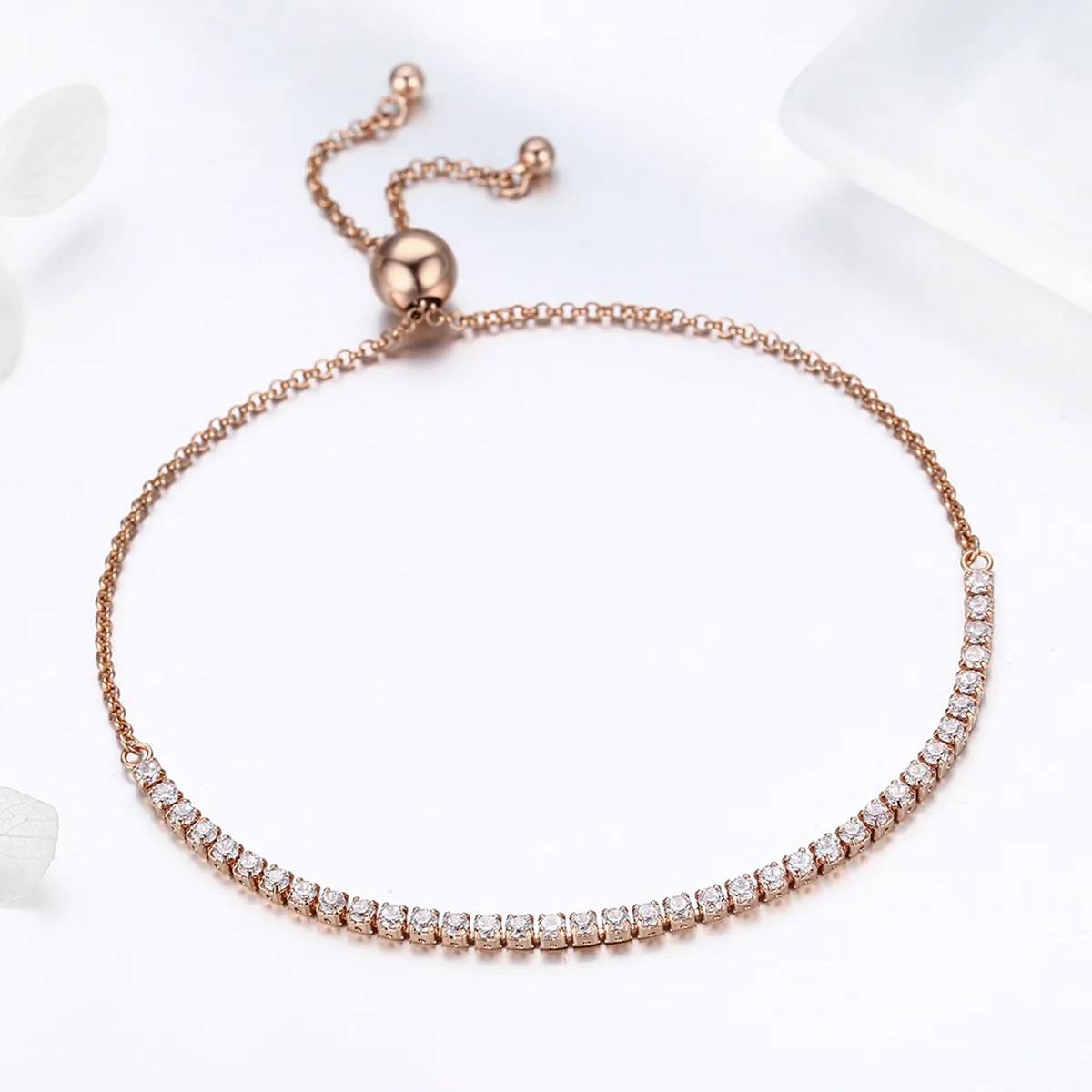 Gold-Plated Elegant Accompany Slider Tennis Bracelet - PANDORA Style - SCB046