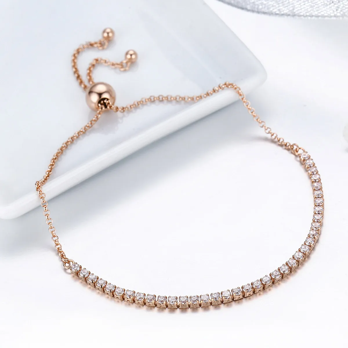 Gold-Plated Elegant Accompany Slider Tennis Bracelet - PANDORA Style - SCB046