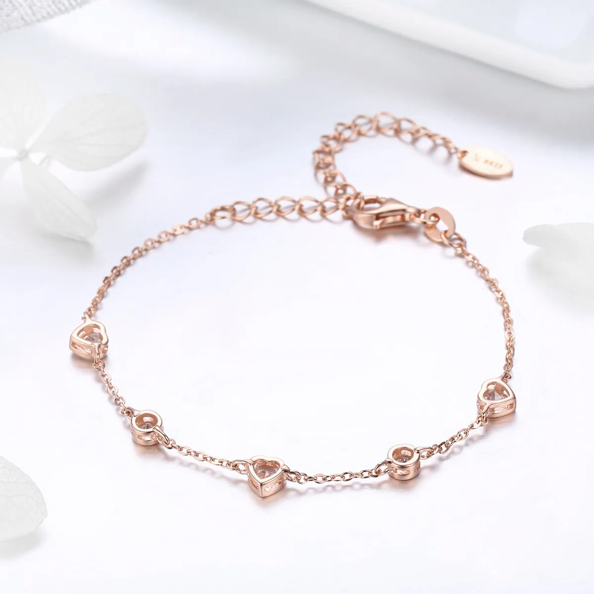 Rose Gold Beauty of Simplicity Five Clip Chain Slider Bracelet - PANDORA Style - SCB097