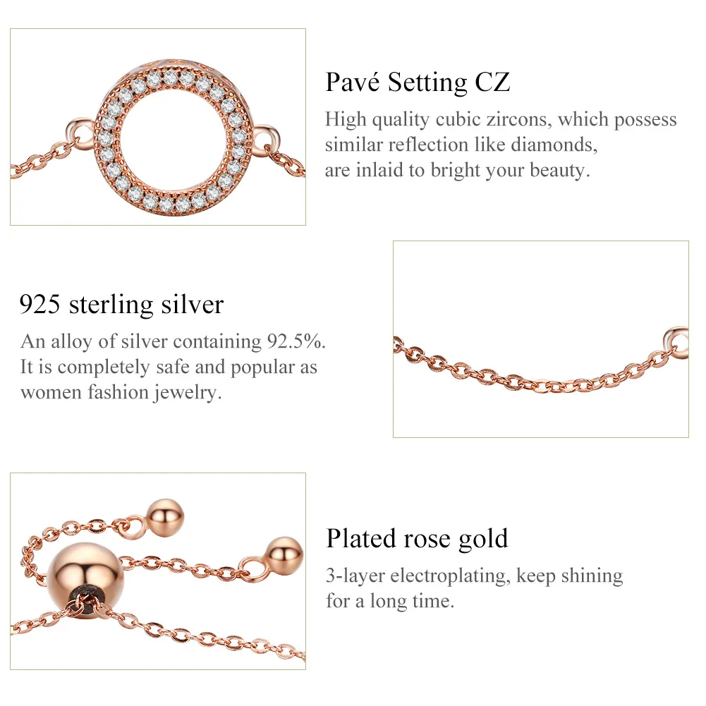 Rose Gold Destiny Slider Bracelet - PANDORA Style - SCB030-C