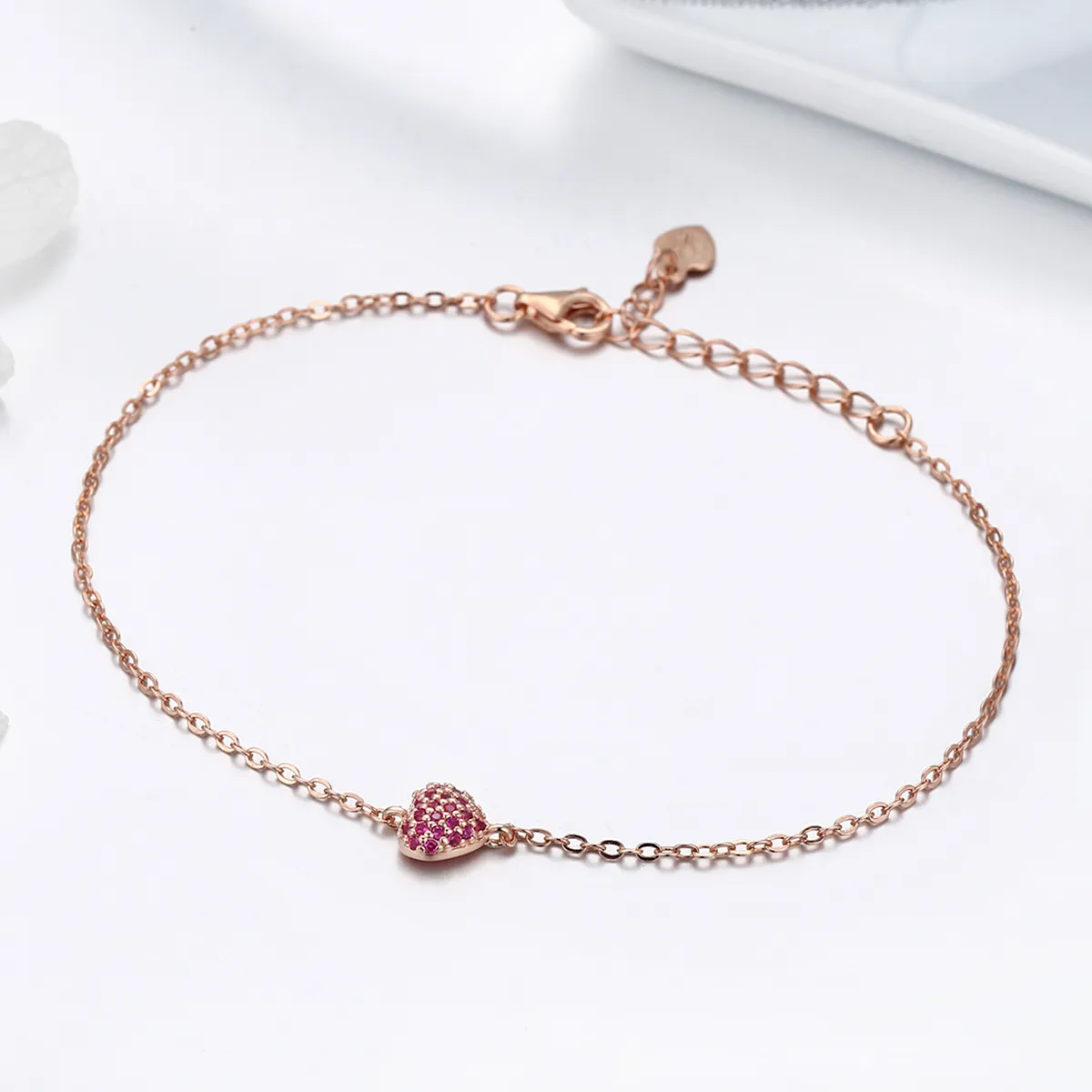 Rose Gold Elegant Heart Chain Bracelet - PANDORA Style - SCB050