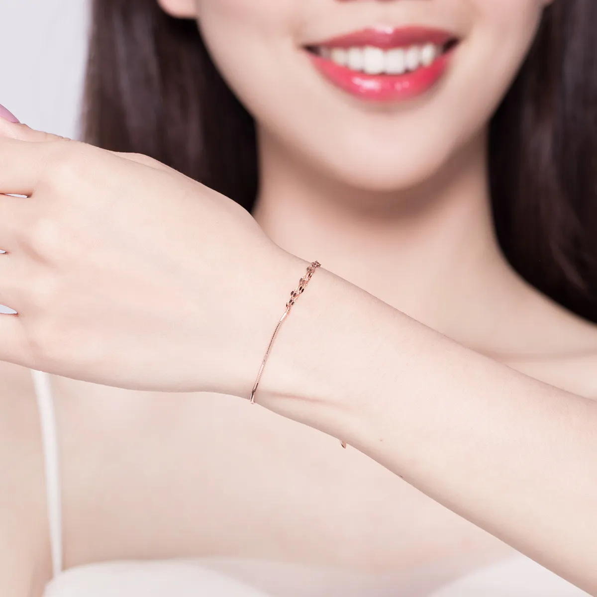 Rose Gold Simple Line Bracelet - PANDORA Style - SCB149