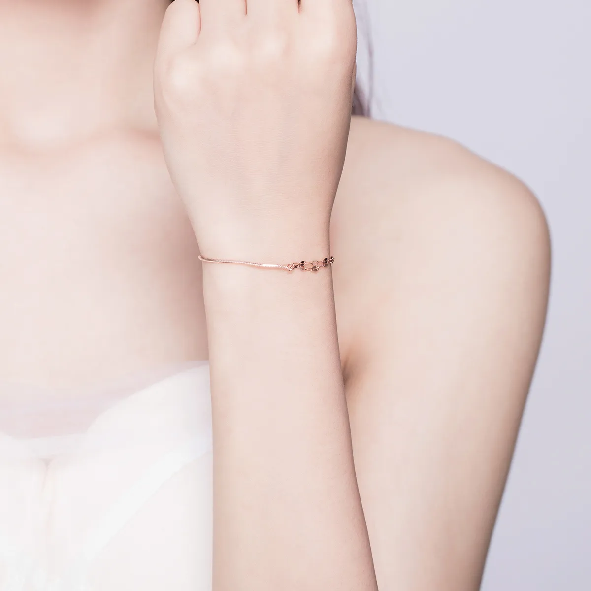 Rose Gold Simple Line Bracelet - PANDORA Style - SCB149