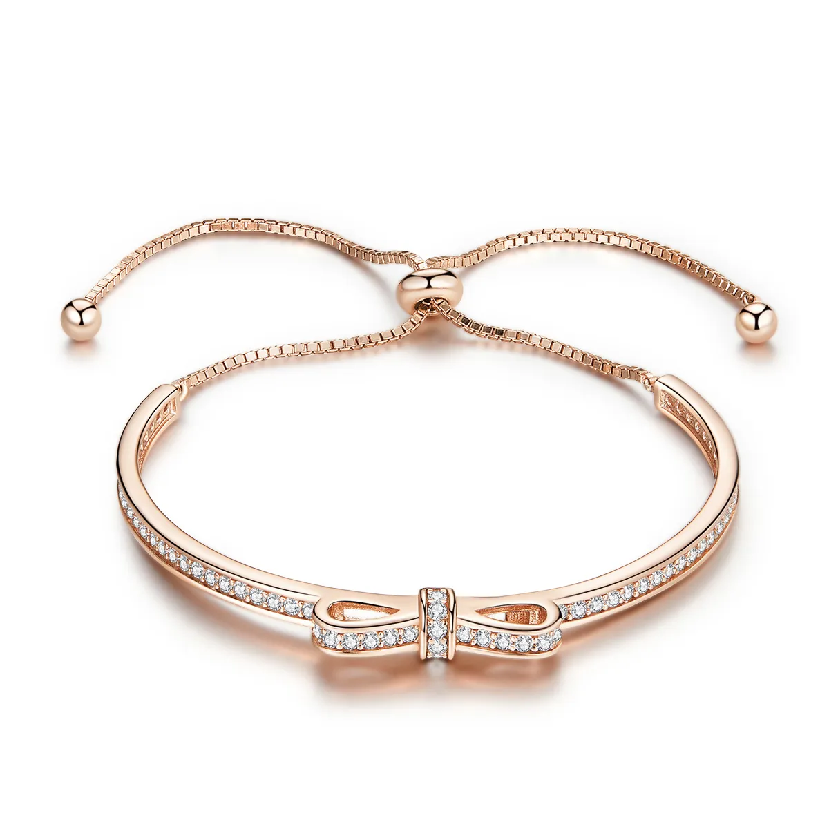 Rose Gold Sweet Bow Clasp Slider Bangle - PANDORA Style - SCB108-C