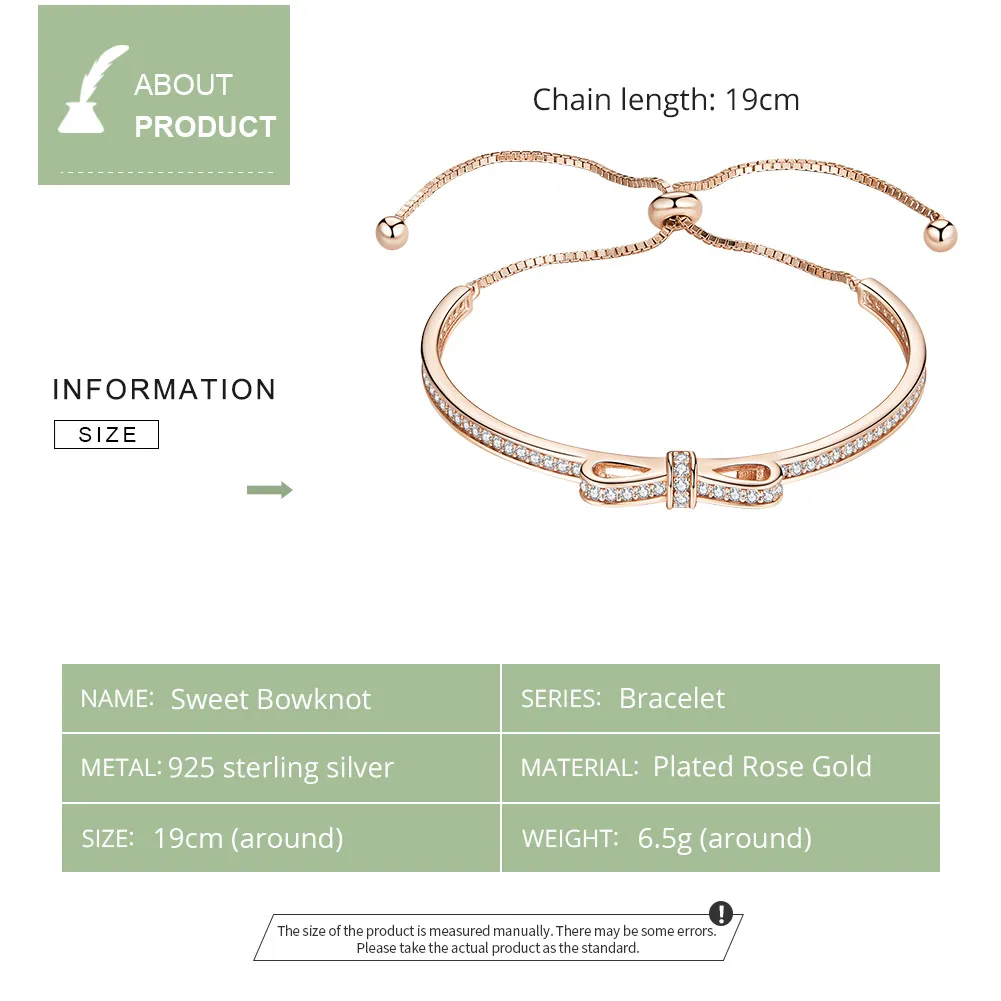 Rose Gold Sweet Bow Clasp Slider Bangle - PANDORA Style - SCB108-C