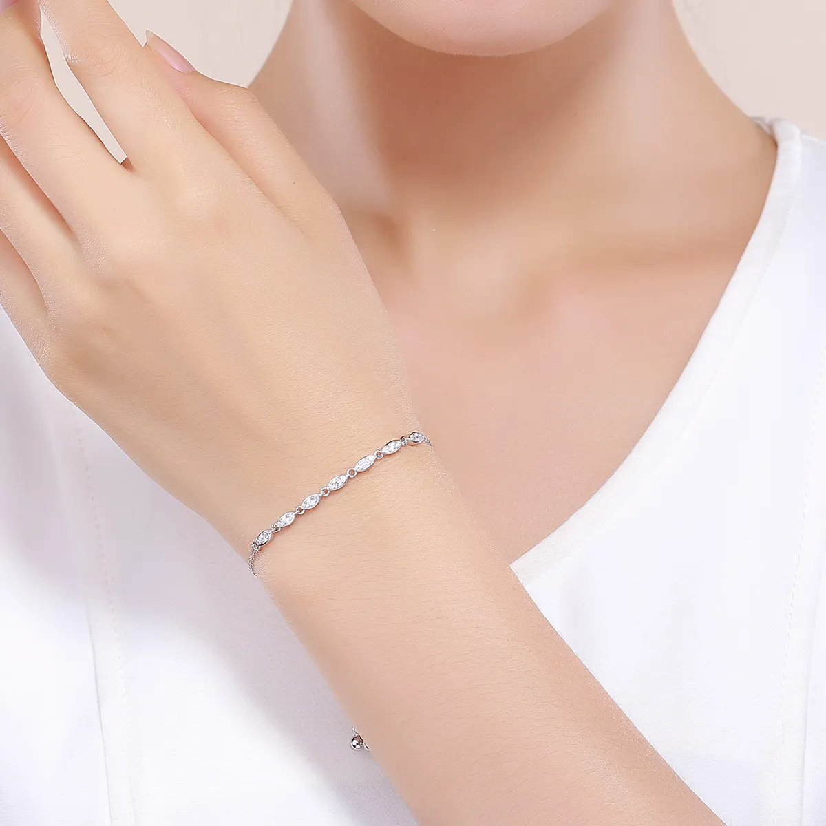 Silver Beauty of Simplicity Chain Slider Bracelet - PANDORA Style - SCB086