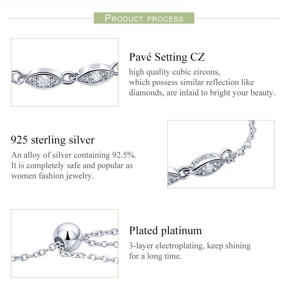 Silver Beauty of Simplicity Chain Slider Bracelet - PANDORA Style - SCB086