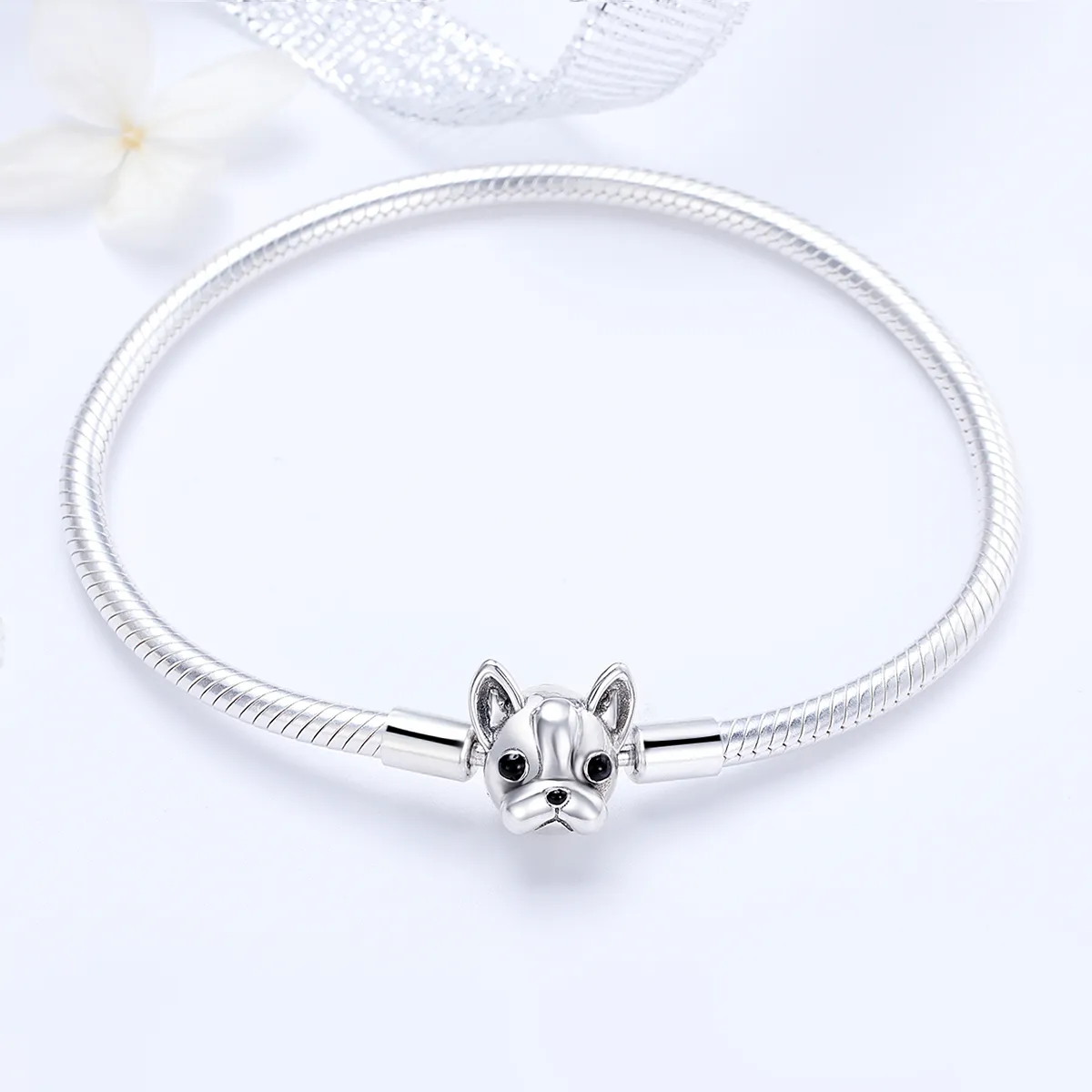 Silver Cute Bulldog Chain Bracelet - PANDORA Style - SCB075