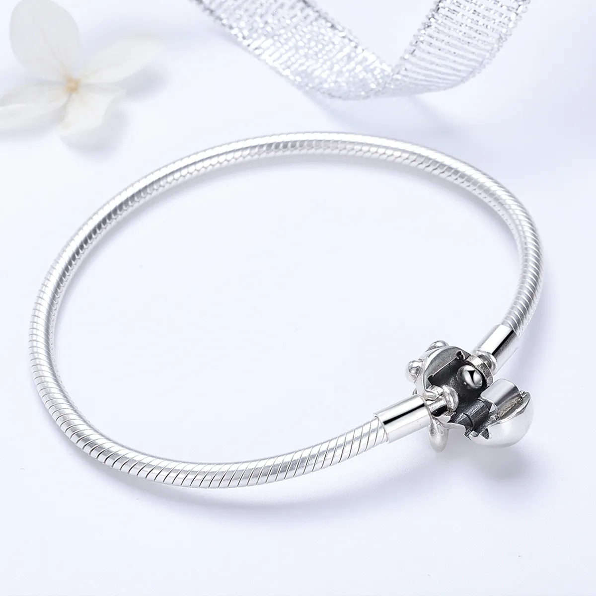 Silver Cute Bulldog Chain Bracelet - PANDORA Style - SCB075