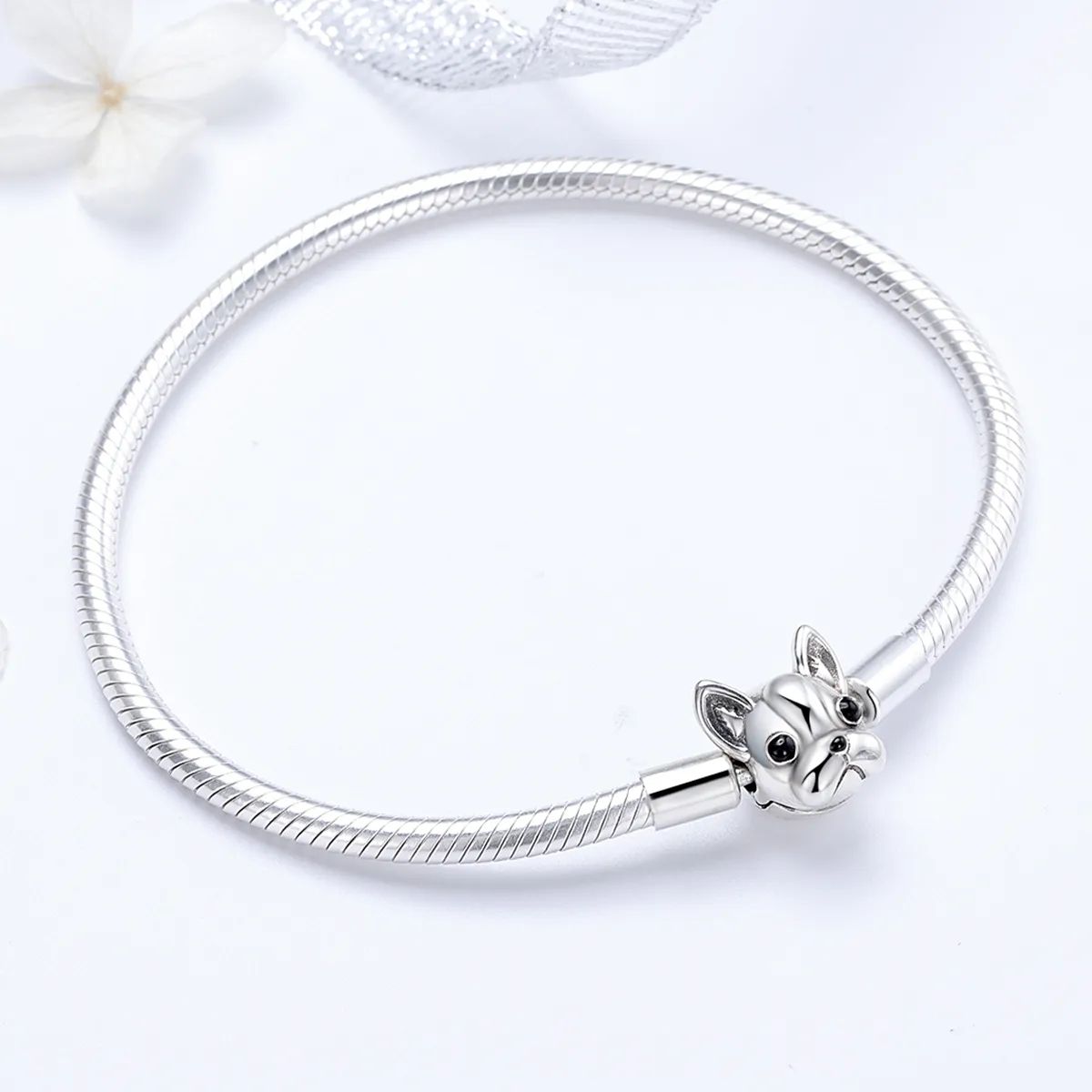 Silver Cute Bulldog Chain Bracelet - PANDORA Style - SCB075