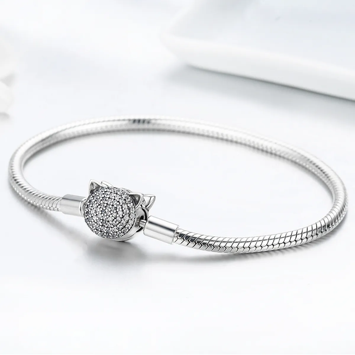 Silver Cute Cat Chain Bracelet - PANDORA Style - SCB053