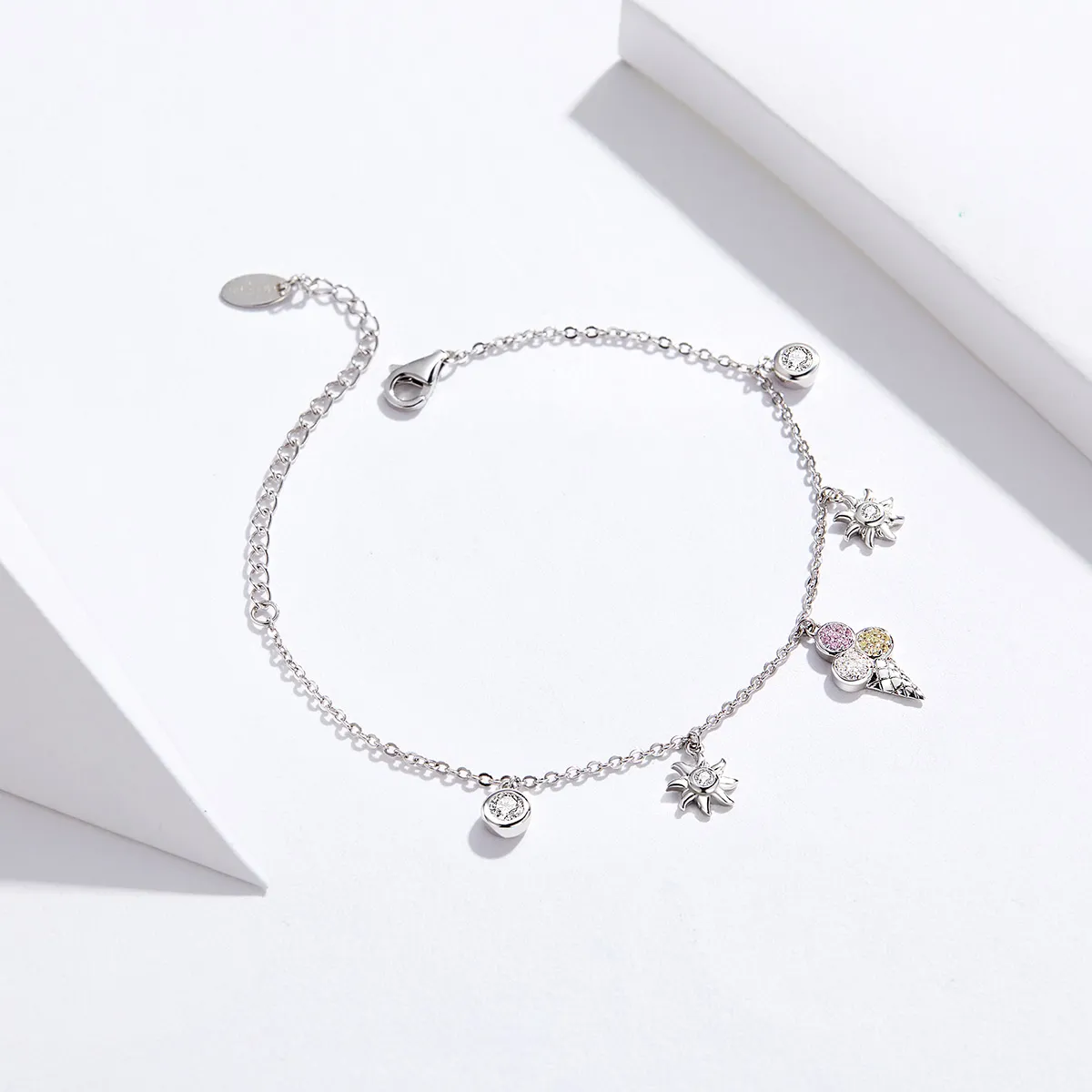 Silver Cute Ice Cream Chain Slider Bracelet - PANDORA Style - SCB139