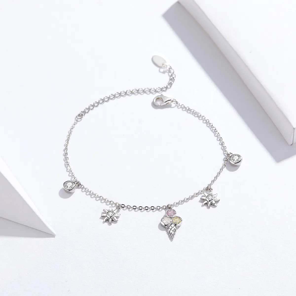 Silver Cute Ice Cream Chain Slider Bracelet - PANDORA Style - SCB139