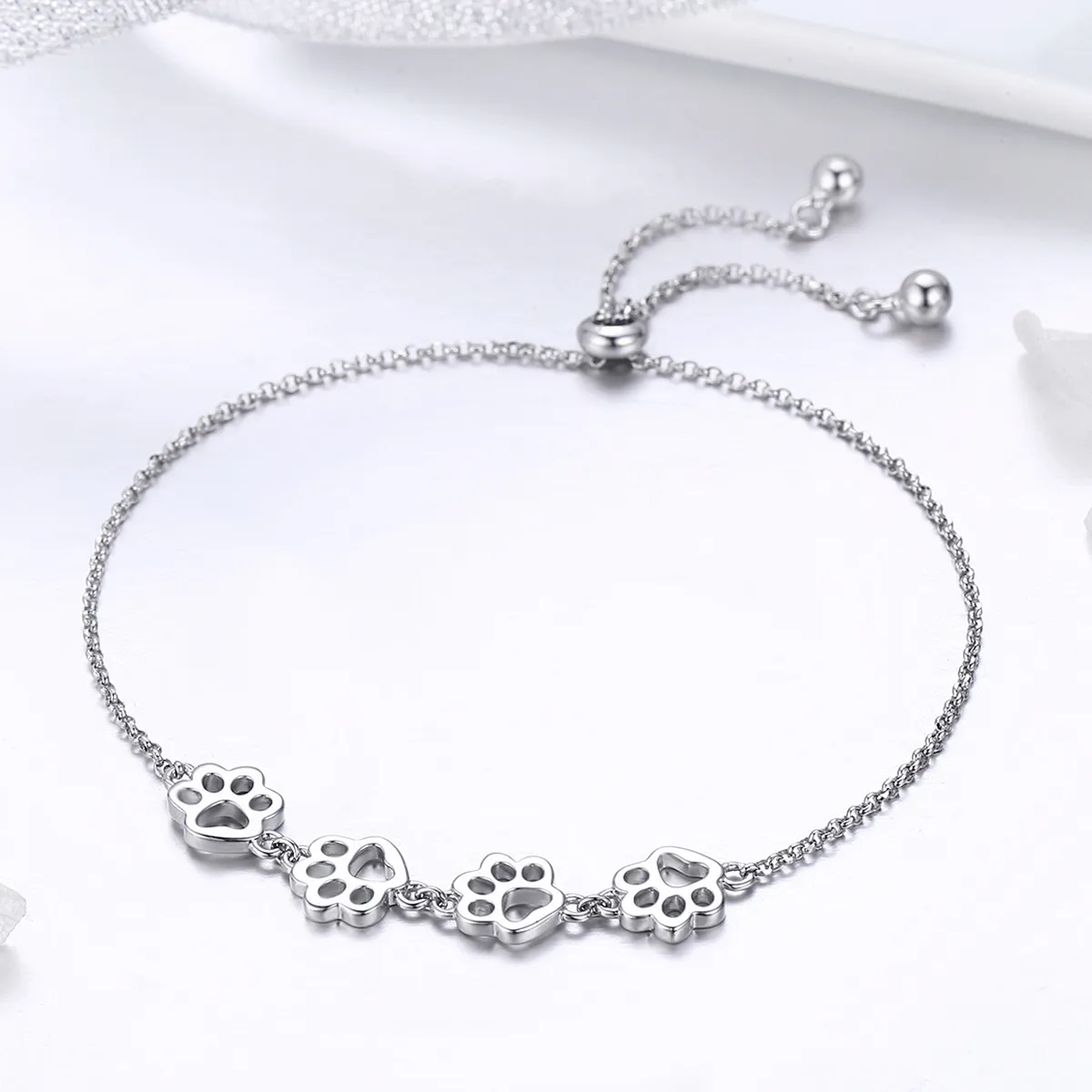 Silver Cute Pet Claw Marks Chain Slider Bracelet - PANDORA Style - SCB096