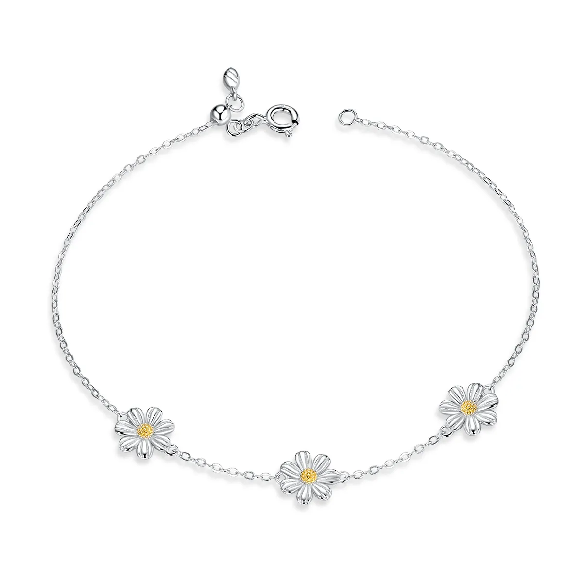 Silver Daisy Chain Slider Bracelet - PANDORA Style - SCB165