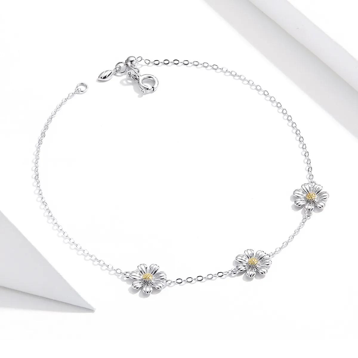 Silver Daisy Chain Slider Bracelet - PANDORA Style - SCB165