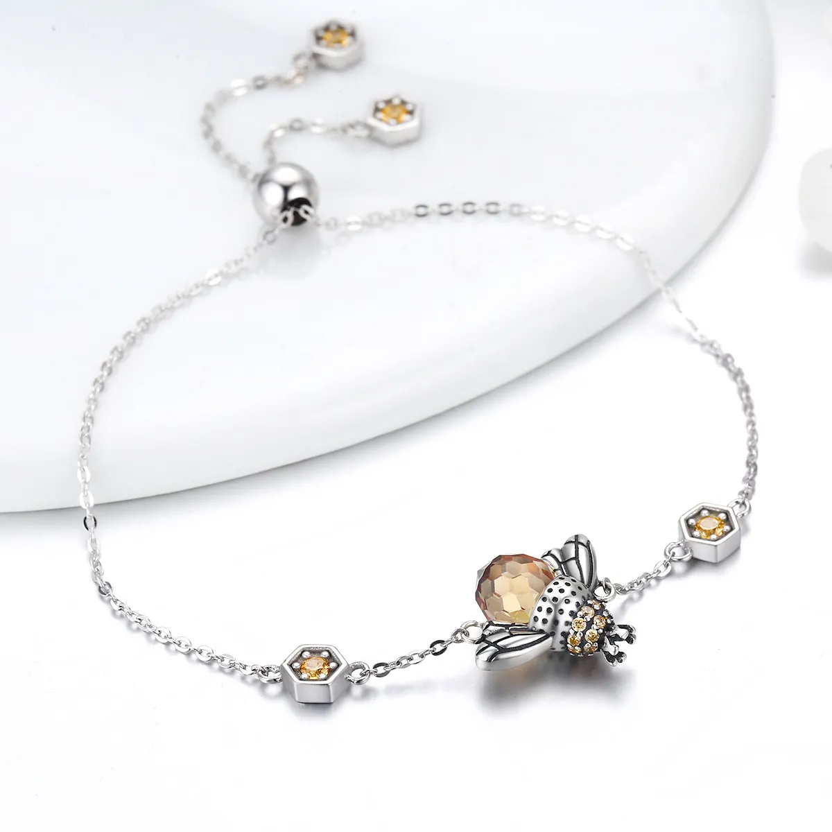 Silver Dancing Bee Slider Bracelet - PANDORA Style - SCB043