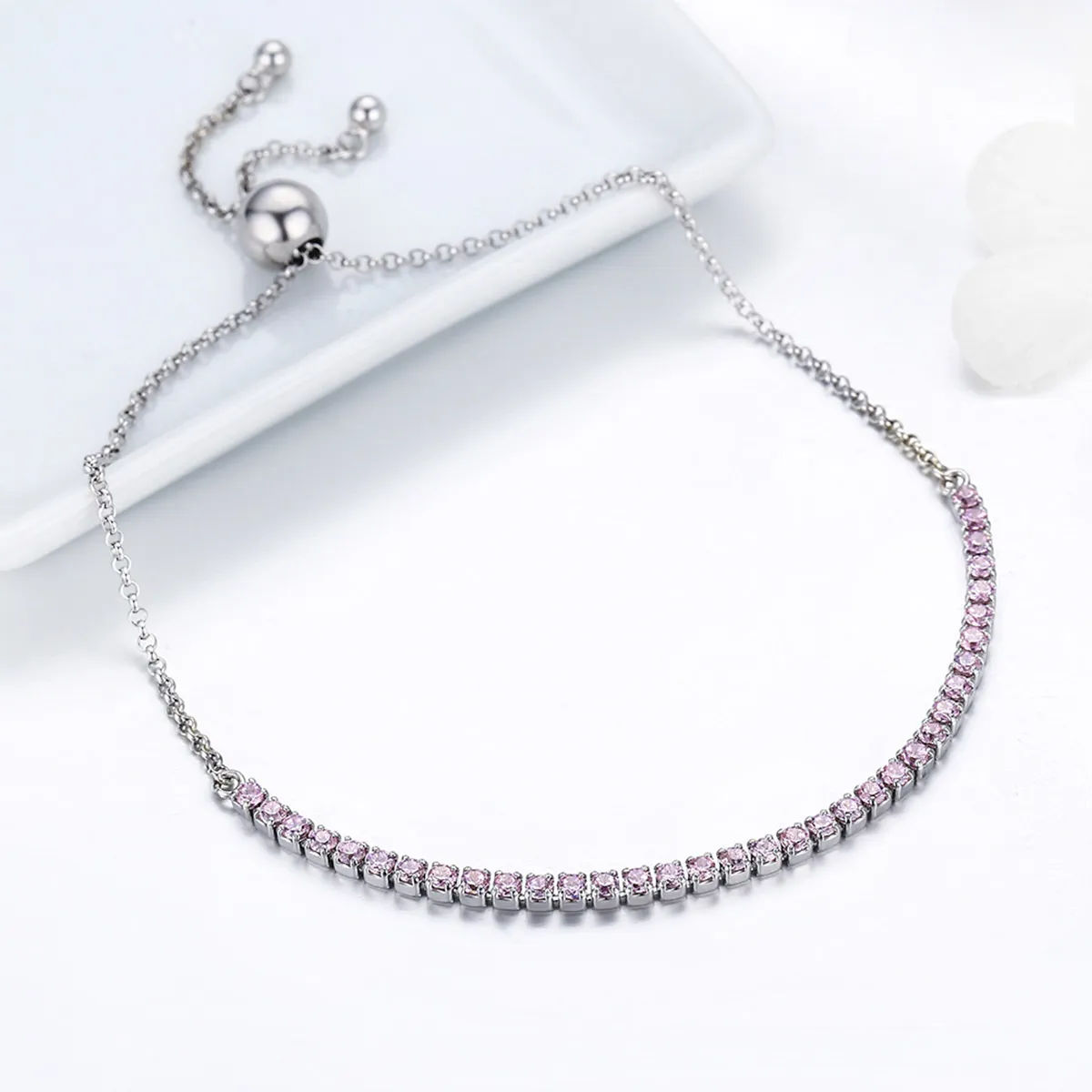 Silver Elegant Accompany Slider Tennis Bracelet - PANDORA Style - SCB045