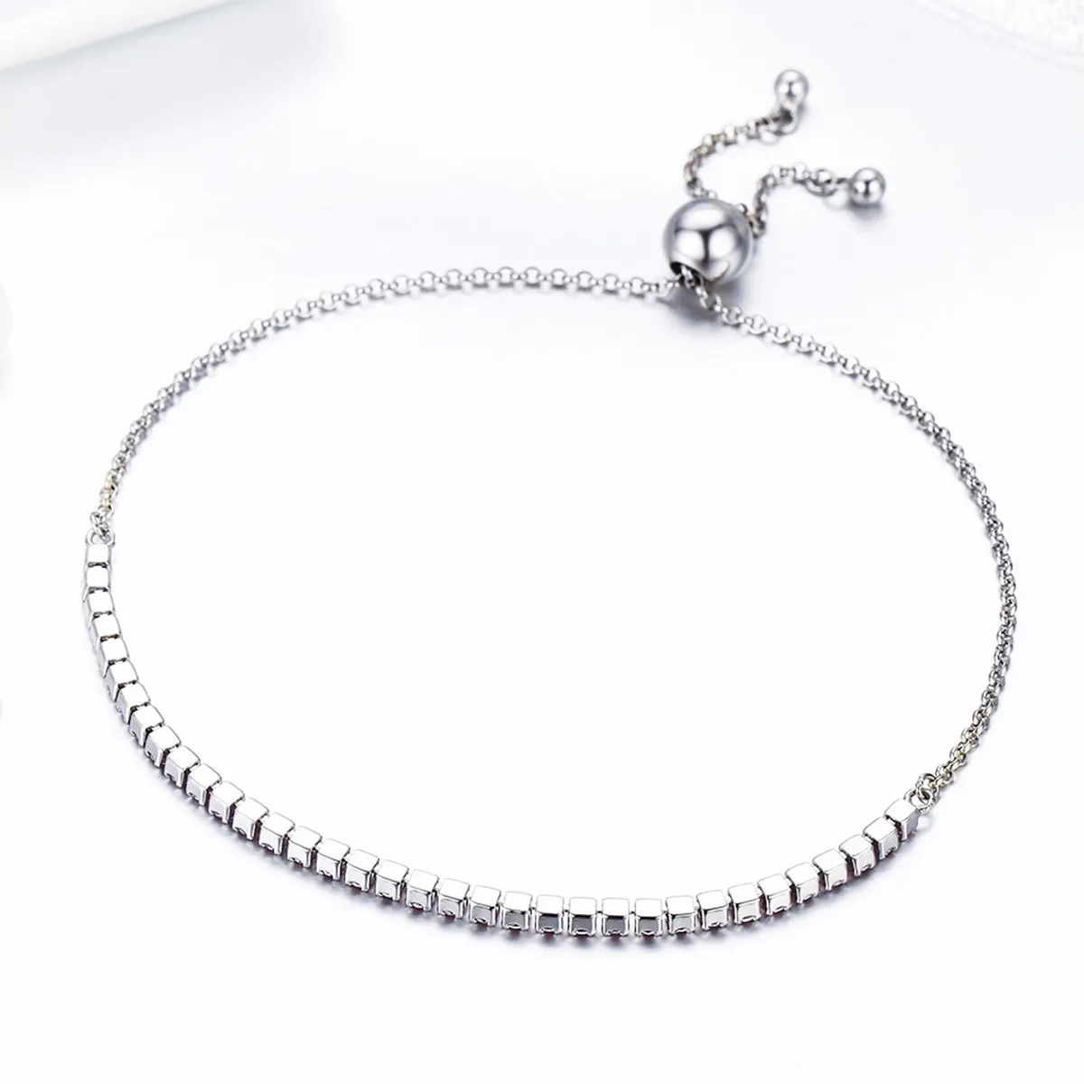 Silver Elegant Accompany Slider Tennis Bracelet - PANDORA Style - SCB045