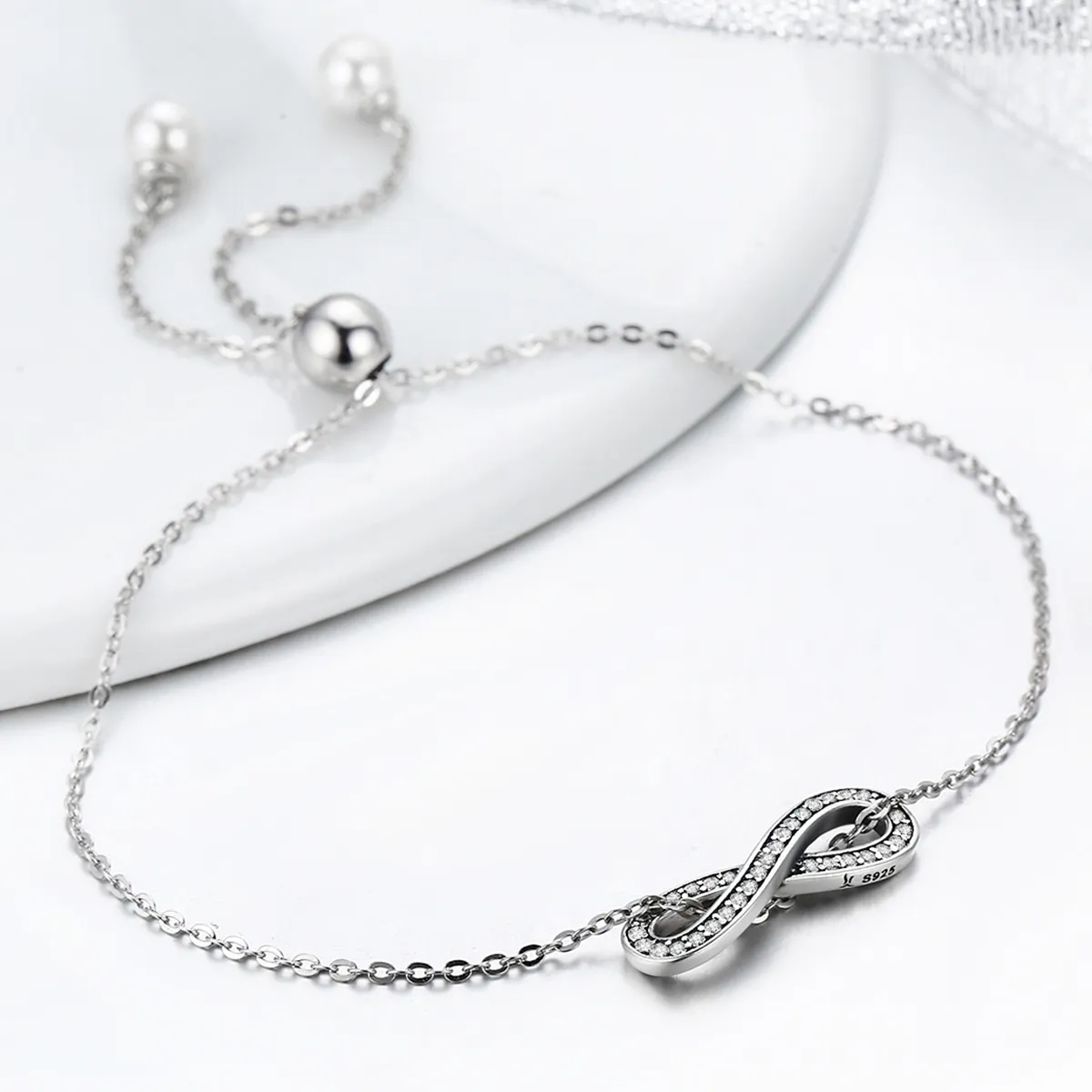 Silver Endless Elegance Chain Slider Bracelet - PANDORA Style - SCB056