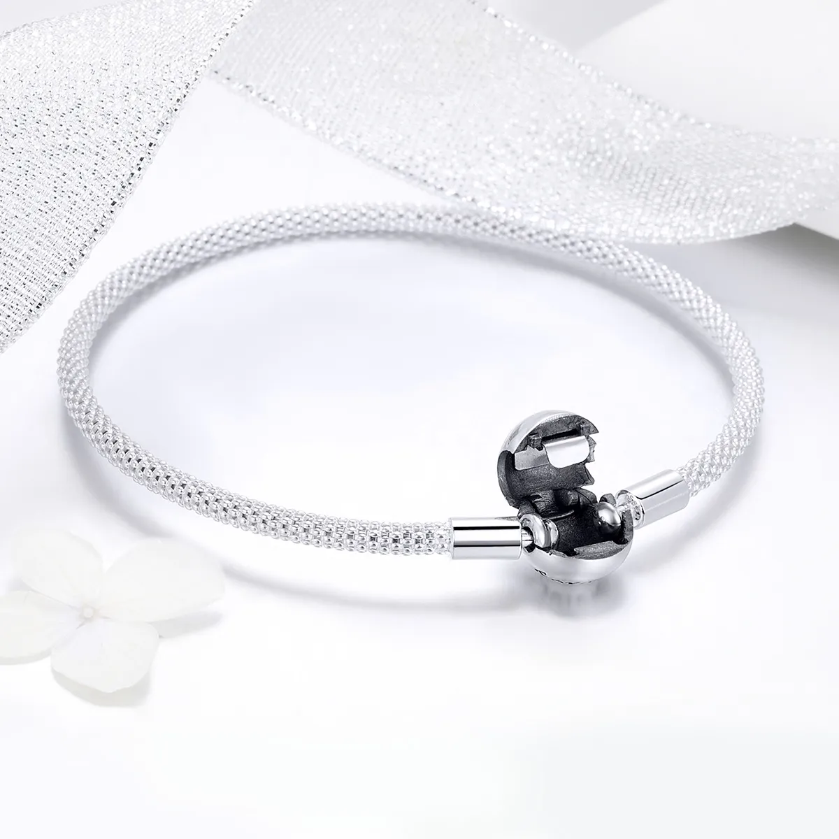 Silver Forever Love Mesh Bracelet - PANDORA Style - SCB105