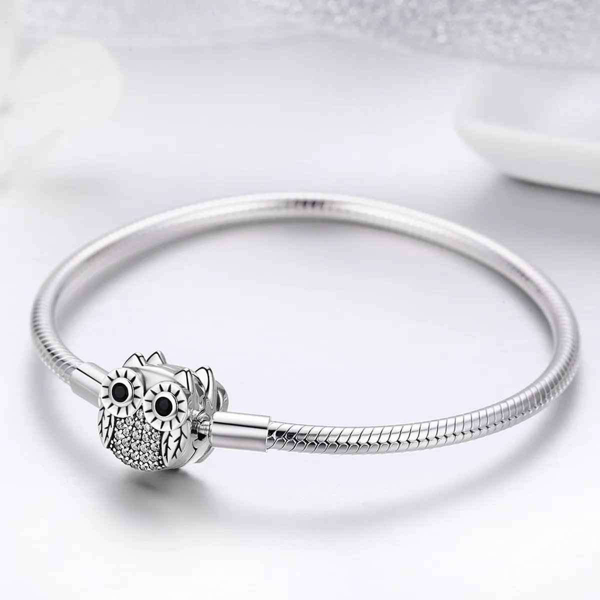 Silver Graduation Cute Owl Chain Bracelet - PANDORA Style - SCB067