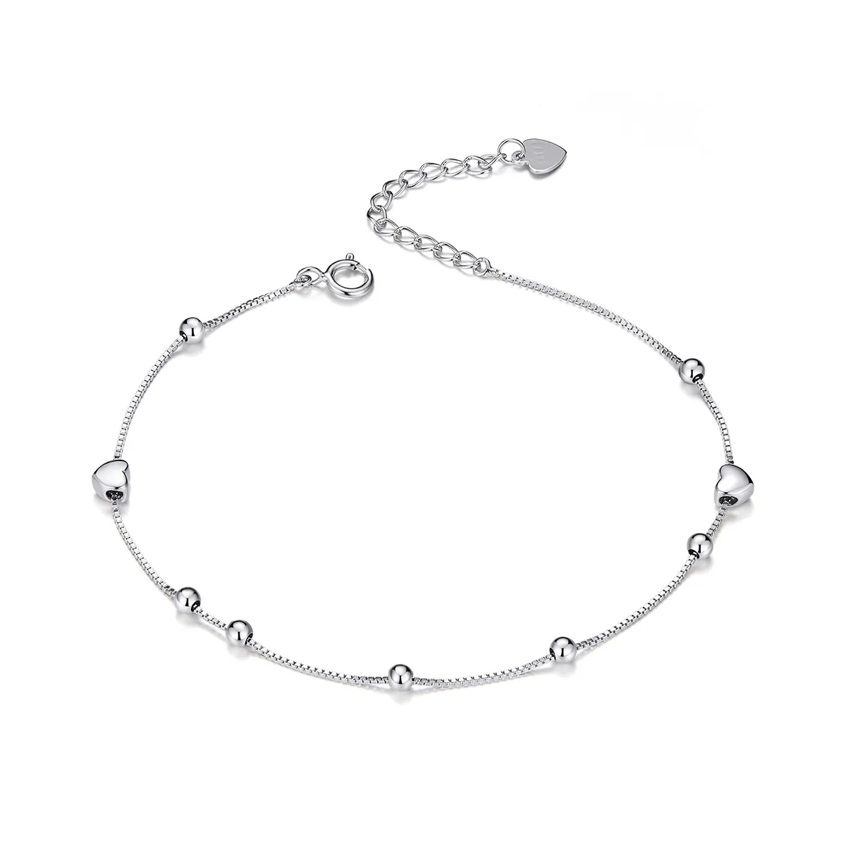 Silver Heart Chain Slider Bracelet - PANDORA Style - SCB172