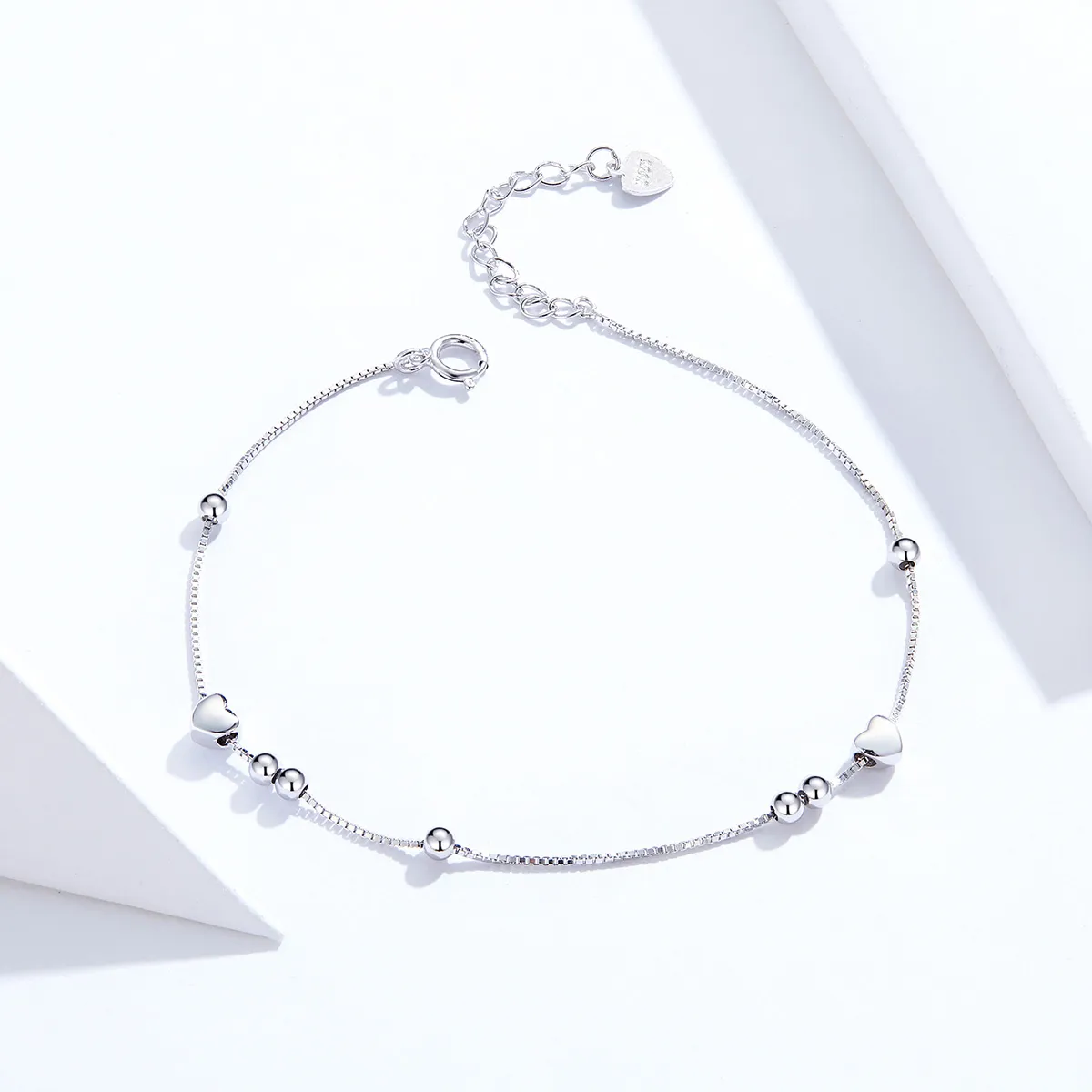 Silver Heart Chain Slider Bracelet - PANDORA Style - SCB172