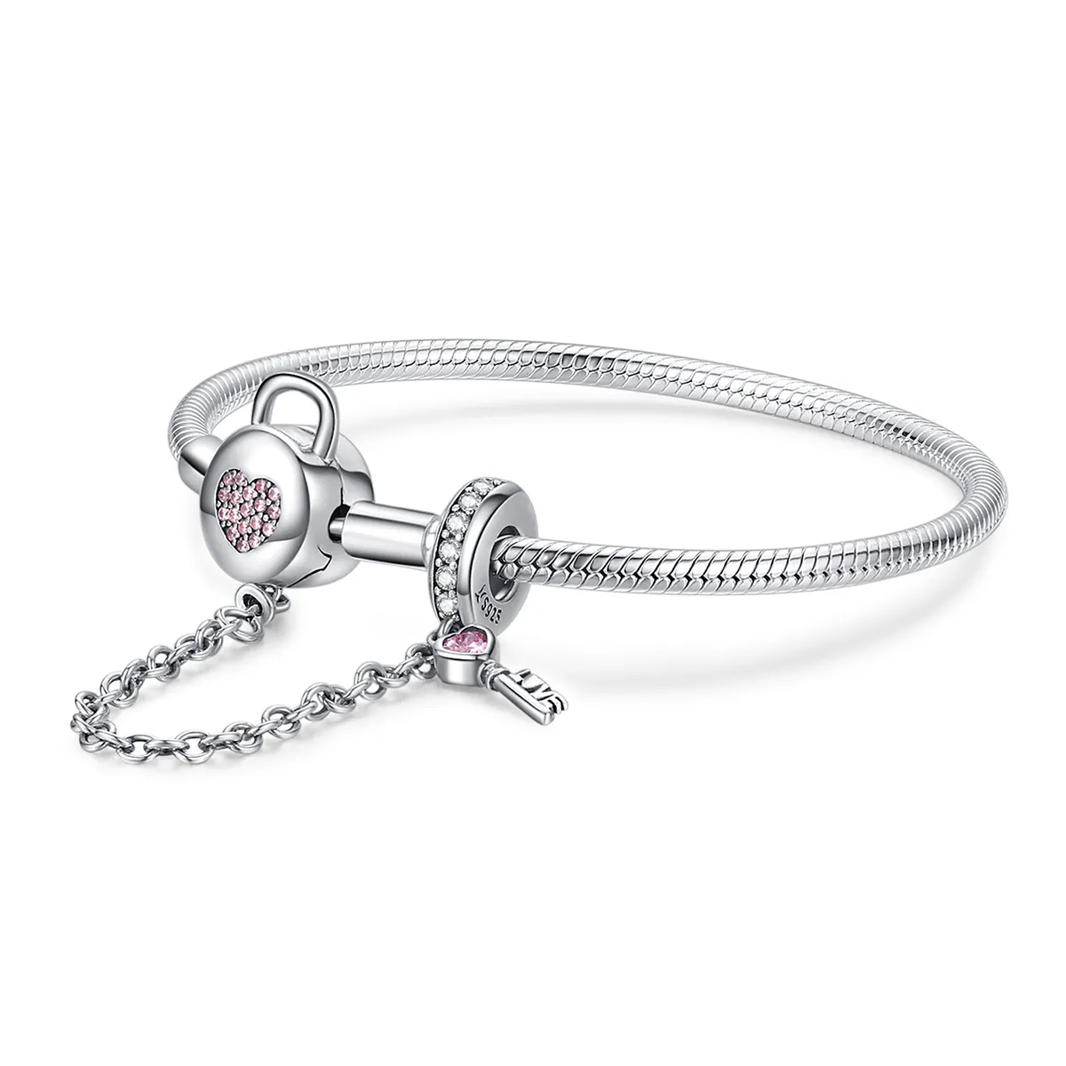 Silver Heartskey Slider Bracelet - PANDORA Style - SCB143