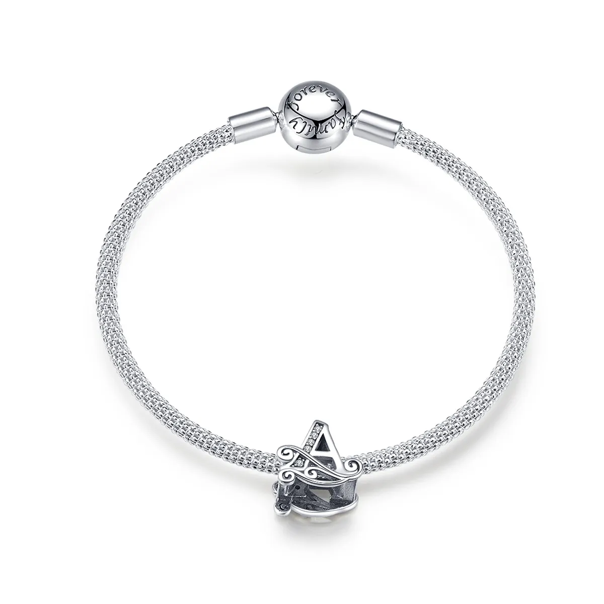 Silver Letter A Mesh Bracelet - PANDORA Style - SCB829