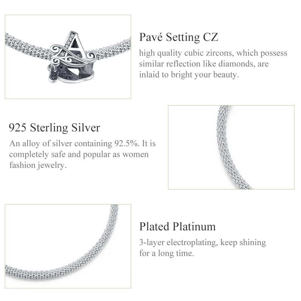 Silver Letter A Mesh Bracelet - PANDORA Style - SCB829