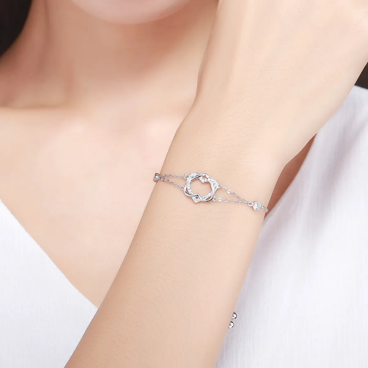 Silver Love Cardiogram Anniversary Slider Bracelet - PANDORA Style - SCB022