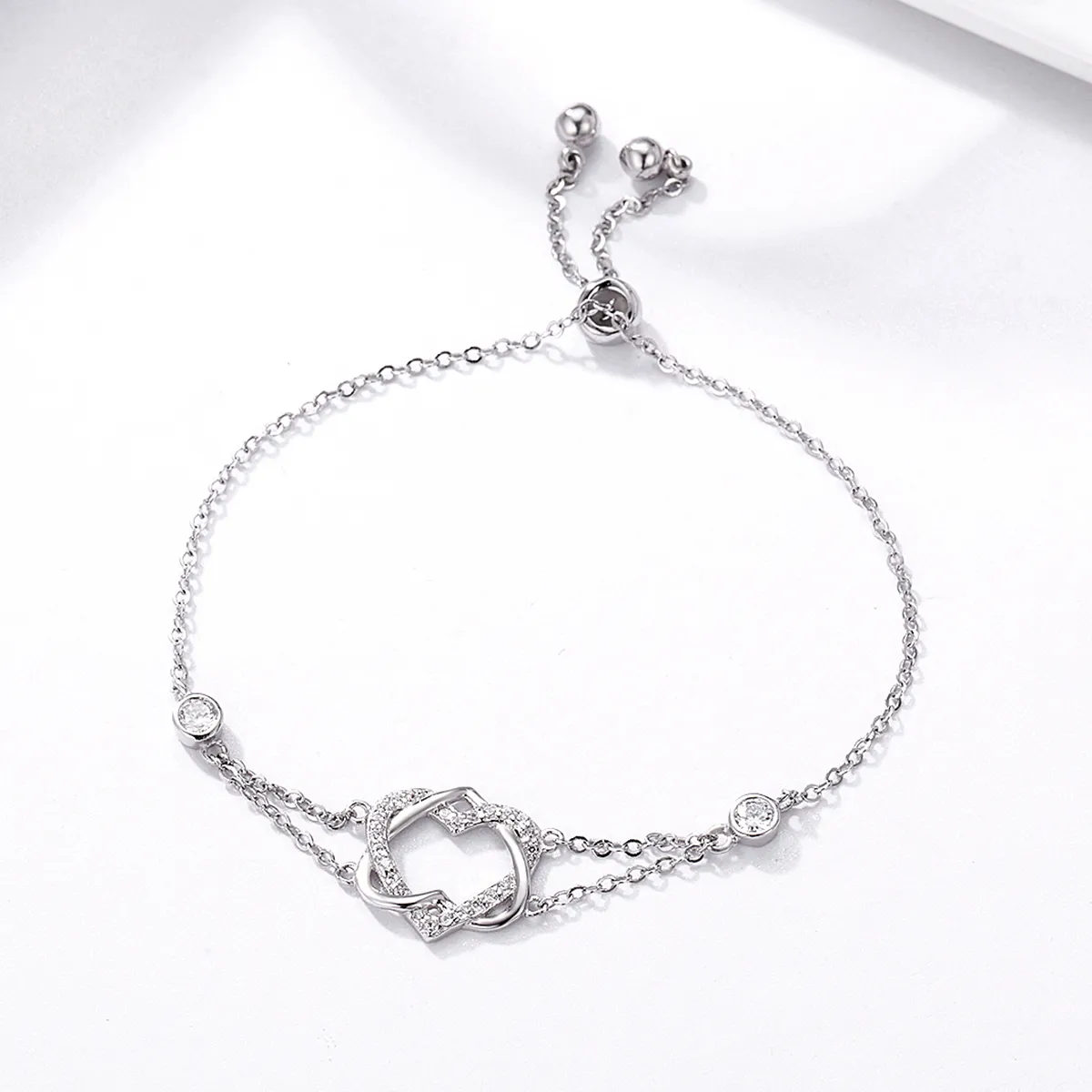 Silver Love Cardiogram Anniversary Slider Bracelet - PANDORA Style - SCB022