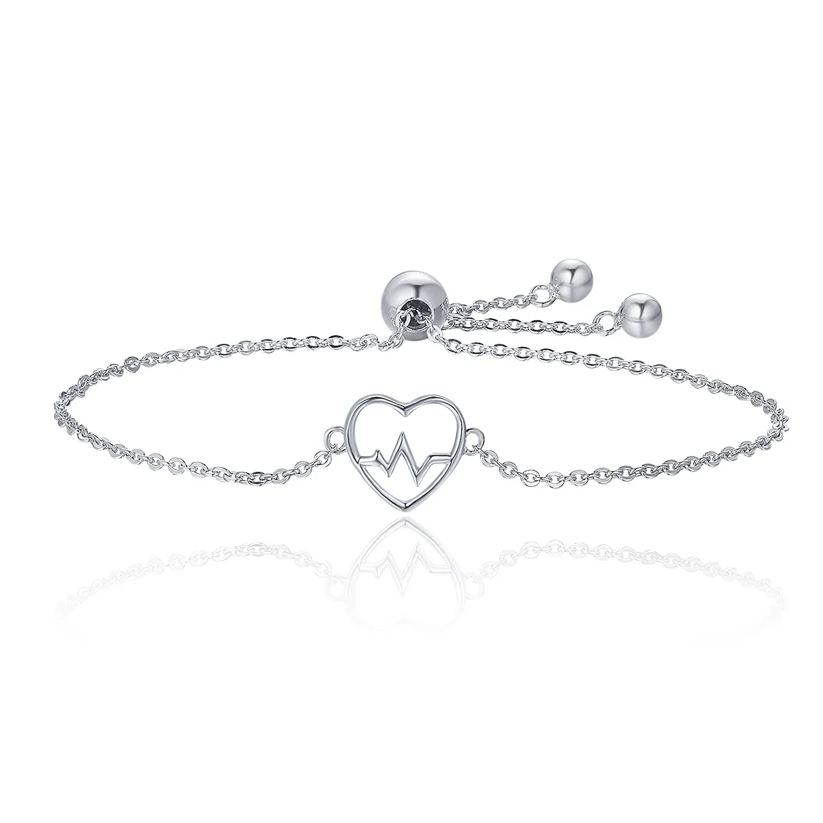 Silver Love Cardiogram Slider Bracelet - PANDORA Style - SCB019