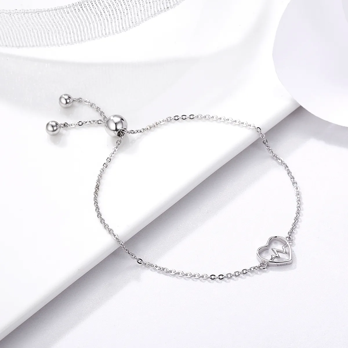 Silver Love Cardiogram Slider Bracelet - PANDORA Style - SCB019